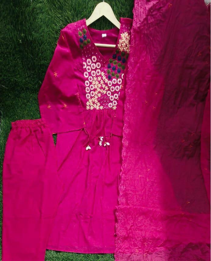 Women Indian Pakistani Kurta Pant Dupatta Set Bollywood Top Tunic Kurti Salwar Kameez Dress