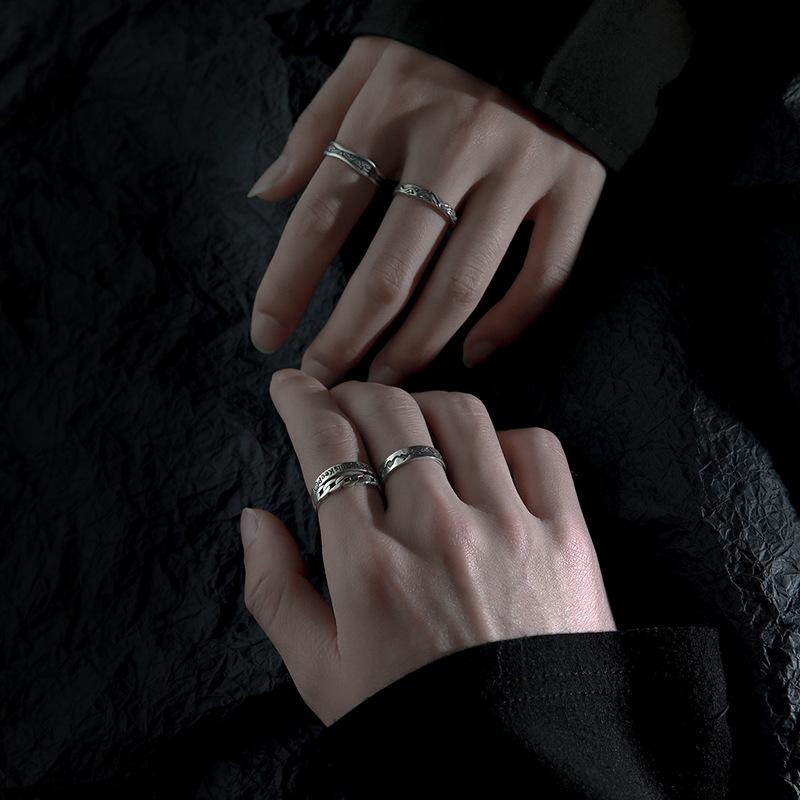 Bague de Mode Rétro pour Hommes Anneau Simple Ins Hip Hop Index d'Étudiants Ouverte Réglable Personnalité Garçons Bague pour Dames