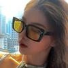 Vintage Square Sunglasses Woman Brand Designer Shades Mirror Retro Sun Glasses Female Fashion Rivet Orange Lens