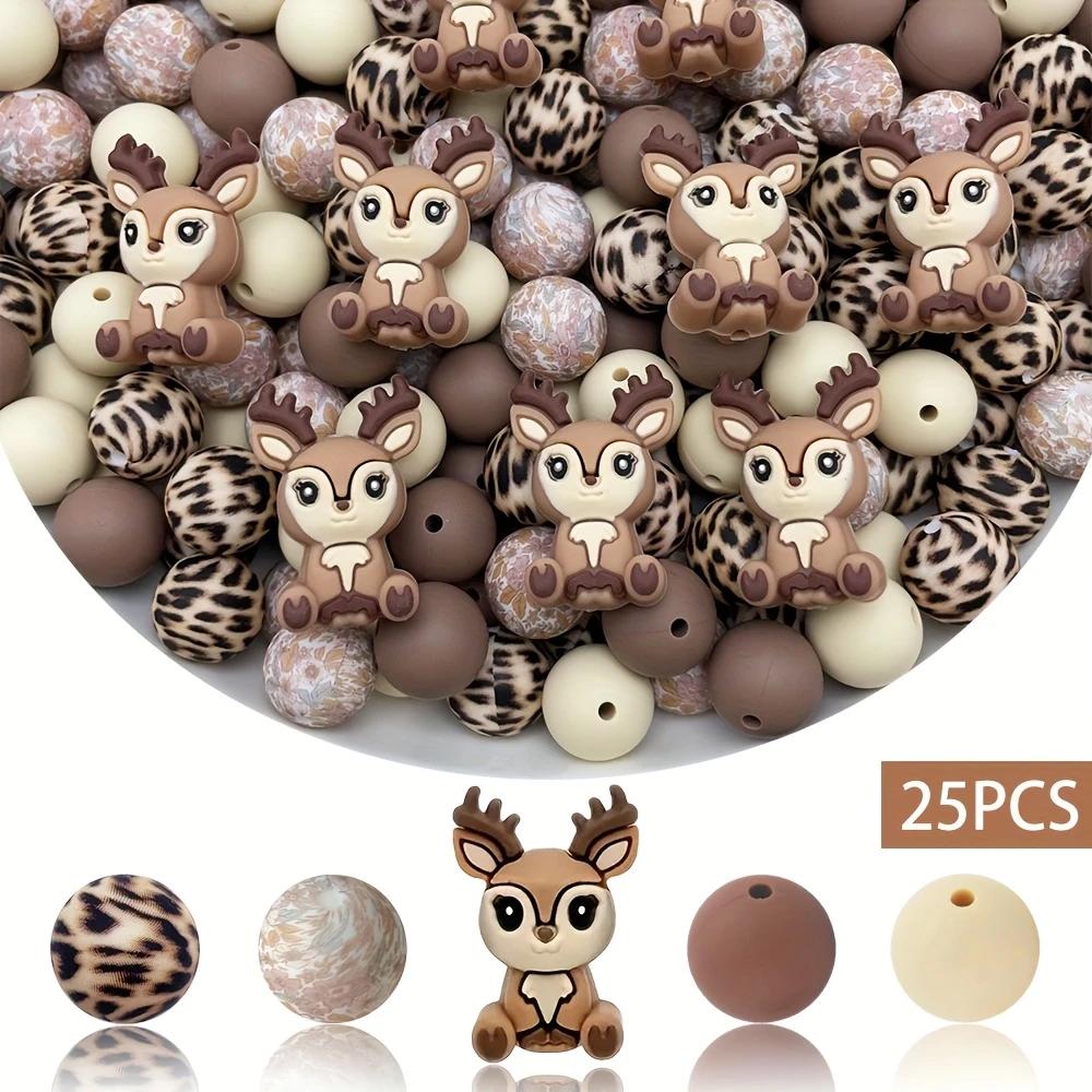 

25PCS elephant/animal silicone bead set, perfect for DIY handmade crafts such as keychains, necklaces, bracelets, etc