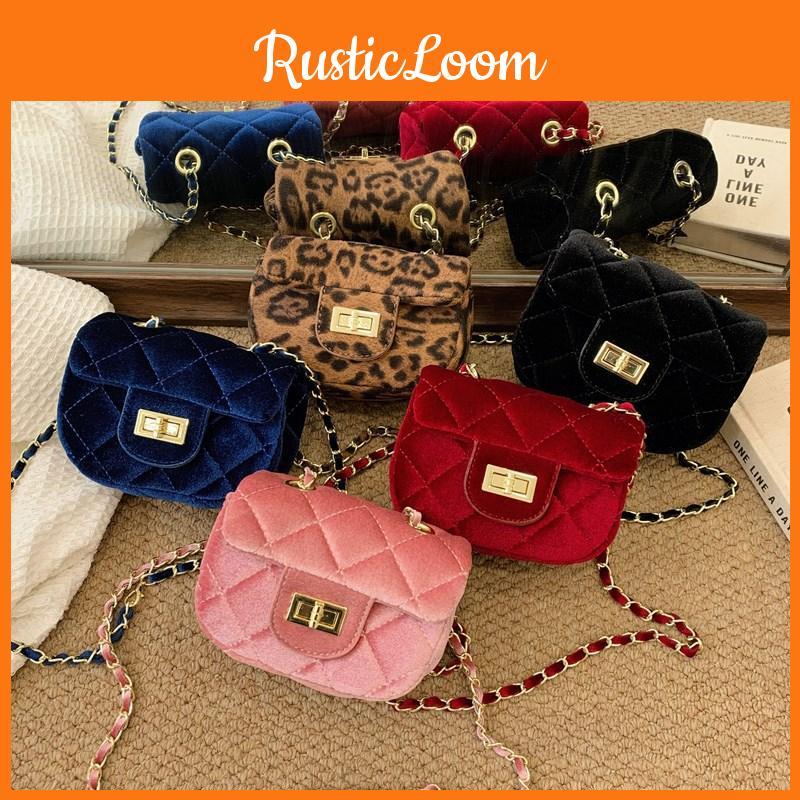 Adorable Kids Mini Shoulder Bag In Soft Velvet Stylish Crossbody With Chain Strap
