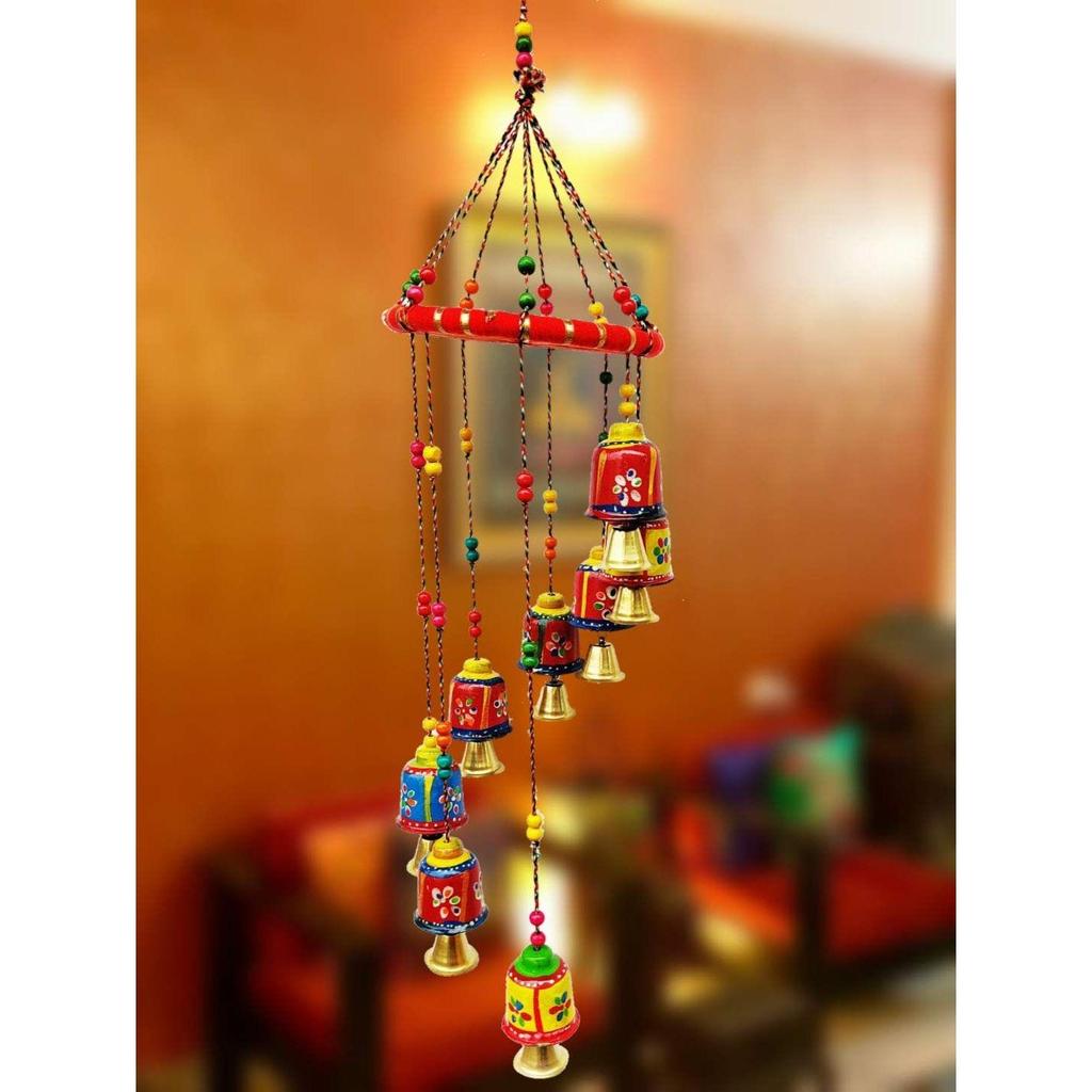 Handmade Rajasthani Metal Multicolor Bells Wall Hanging for Home Decor | Living Room | Bedroom | Door Hanging(Pack of 1)