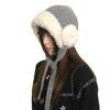 Autumn and winter plush thickened red ear protectors wool hat women's big head circumference warm knitted hat strapped Lei Feng hat tide