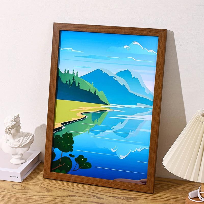 Wooden Photo Frame Desk Wall Display Modern Minimalist A3 A4 16inch 4K 8K Rectangle Picture Home Office Decor