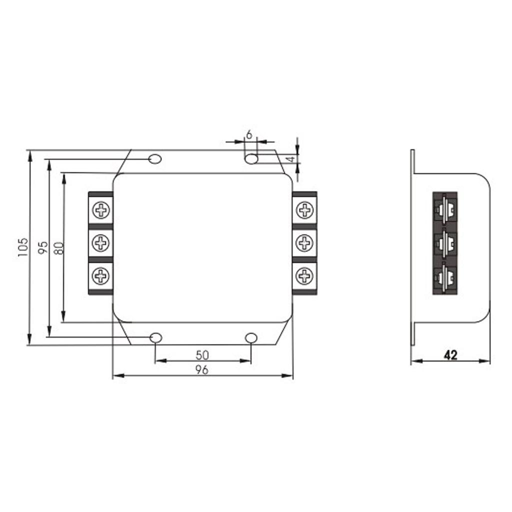 3 Phase 3 Wire Filter Terminal Block Power EMI Filter Noise Suppressor Filter AC250V 440V 50/60Hz