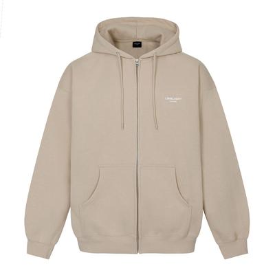 Limelight Apparel Simple Logo Zip-Up Hoodie Oversized (Sand/White)