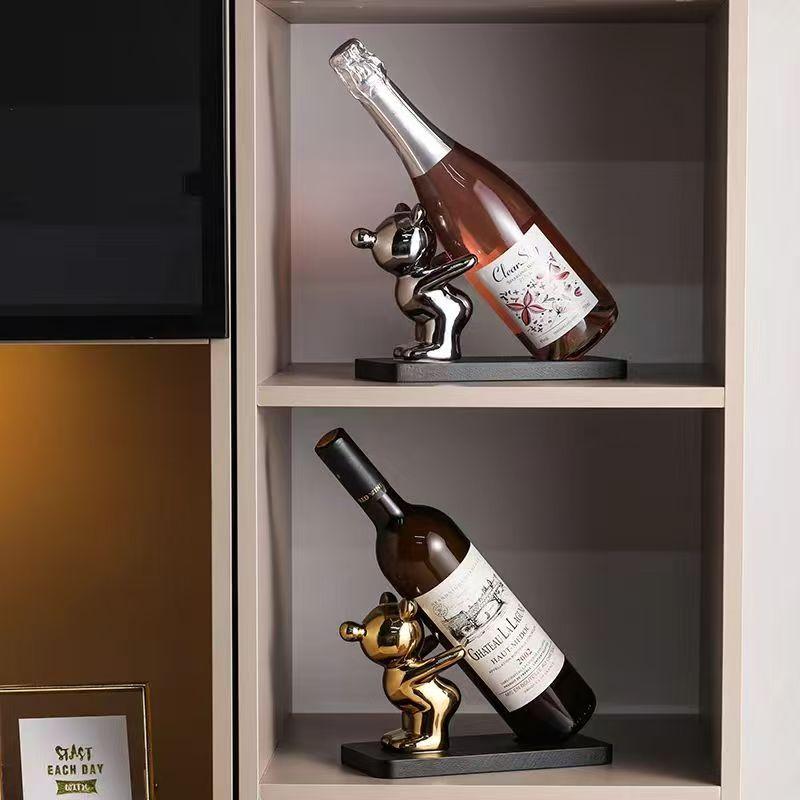 Ceramic Bubble Bear Wine Bottle Holder Countertop Storage Stand for Wedding Party Home Decor