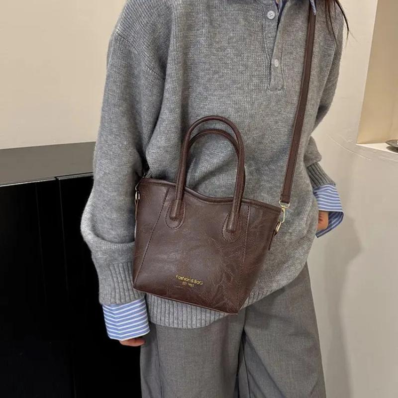 Retro Pu Leather Shoulder Bag For Women Tote Bag Fashion Commuter Crossbody Bag