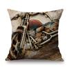 Vintage Motorcyle Chopper Poster Art Cafe Bar Industrial Mechanic Decoration Style Sofa Pillow Case Retro Linen Cushion Cover