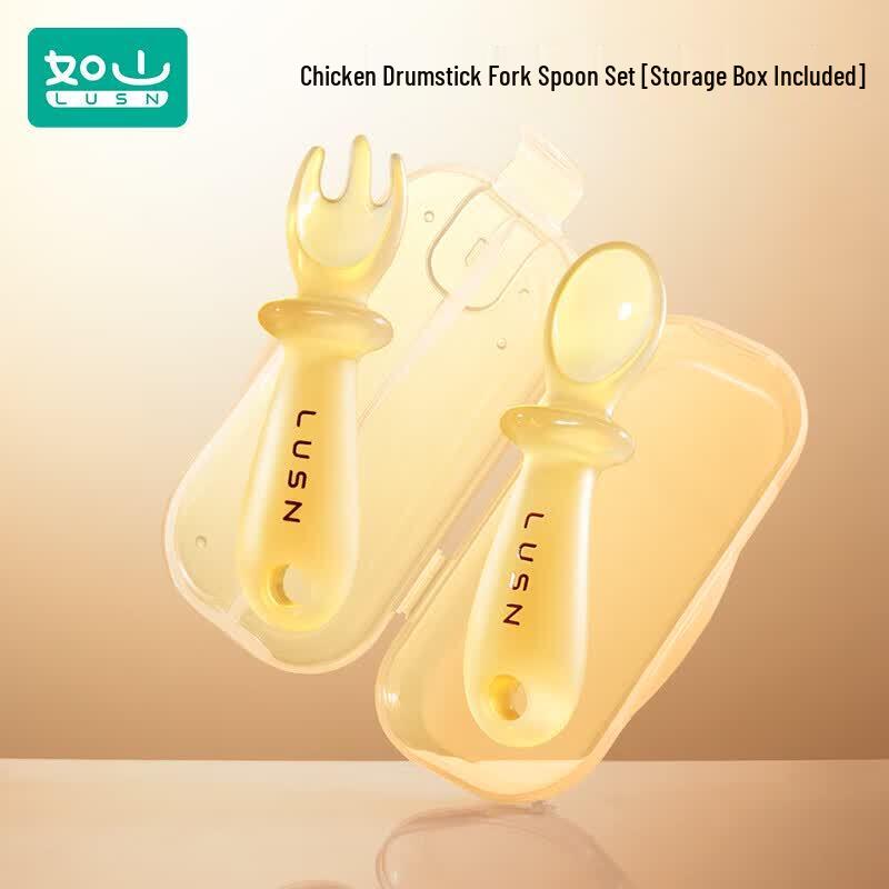 LUSN Baby Silicone Self-Feeding Spoon & Fork Set