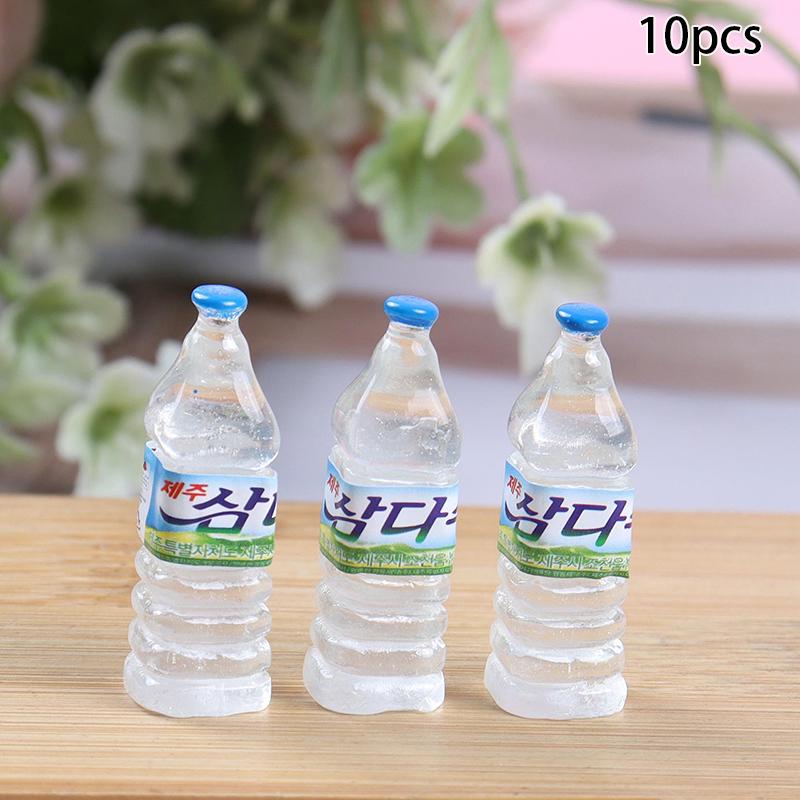 

10 шт. Аксессуары для украшения дома своими руками 1:12 Мини-моделей бутылок минеральной воды из смолы, модель кукольного домика, миниатюрные детские подарочные игрушки as the picture