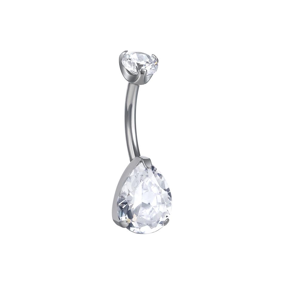 ASTM F136 Titanium Internally Threaded Round Drop CZ Navel Ring Belly Button Ring Navel Piercing Body Piercing Jewelry