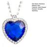 Collier Pendentif Cœur Bleu, Collier Cœur Fausse Pierre Diamant, Bijou Romantique Scintillant Cadeau pour Femme Épouse Petite Amie Accessoire de Soirée