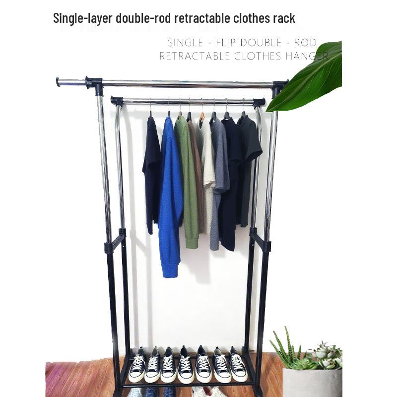 Adjustable Double-Pole Mobile Clothes Drying Rack