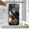 Funny Abstract Shark Black Cat Phone Case for Samsung Galaxy S24+ S25 S23 Ultra S22 Plus S21FE M53 M34 M55 5G Frosted Soft Cover