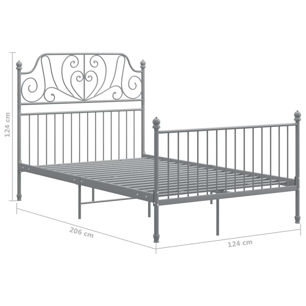 Vidaxl Bed Frame, Grey, Metal, 120 X 200 Cm