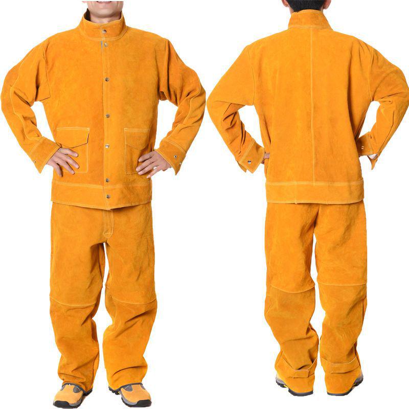 Svařovací bunda z hovězí kůže proti popálení: Ochranné pracovní oděvy z kůže a bavlny