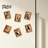 Small Picture Frames for Fridge Funny Wooden Magnets Frame, Retro Cute Cat Pattern Magnetic Refrigerator Style Interior Decoration Locker Magnet Photo