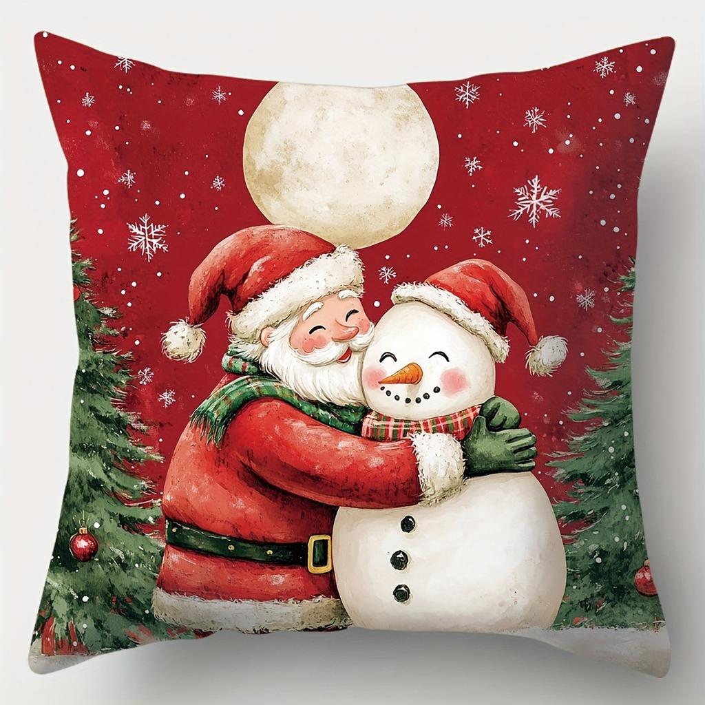 Christmas Decoration Pillowcase New Year Gift Santa Claus Reindeer Snowman Pattern Home Room Decoration Sofa Cushion Cover