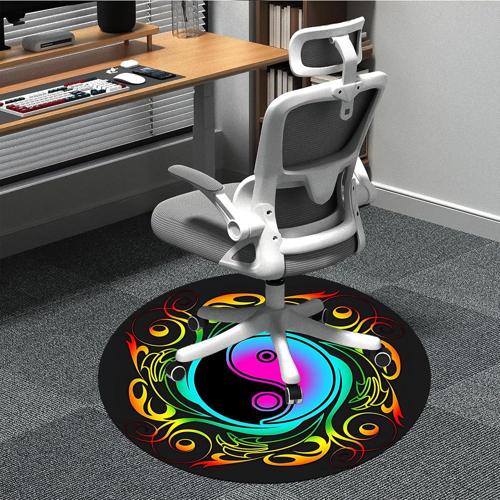 

1pc Yin Yang Symbol Chair Carpet for Office Non-Slip Mat for Office - Decorative Floor Mat yy251030264 80cm by 80cm