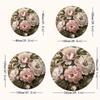 Tappeto Rotondo Floreale Vintage di Lusso Tappetino Decorativo Morbido Antiscivolo Tappeto con Stampa 2D Peonia Farfalla per Ingresso Decorazione Casa Regalo