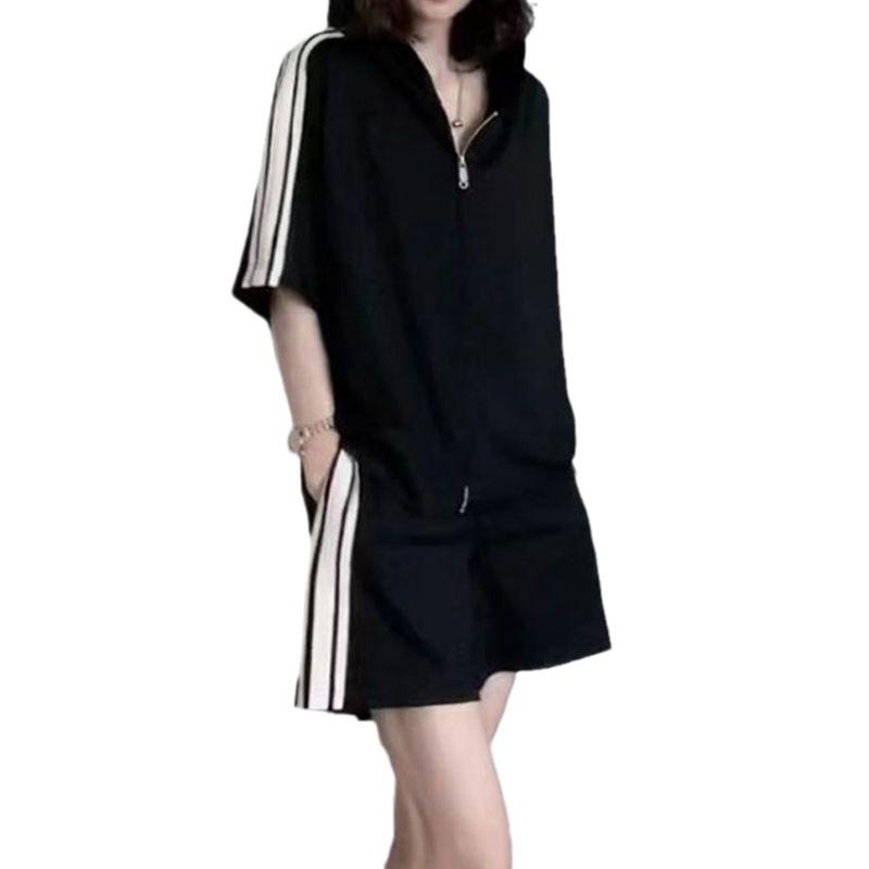 Koreanischer Stil Locker Modisches Design Sportanzug für Damen Sommer Nische Große Größe Altersreduzierend Zweiteiliger Anzug