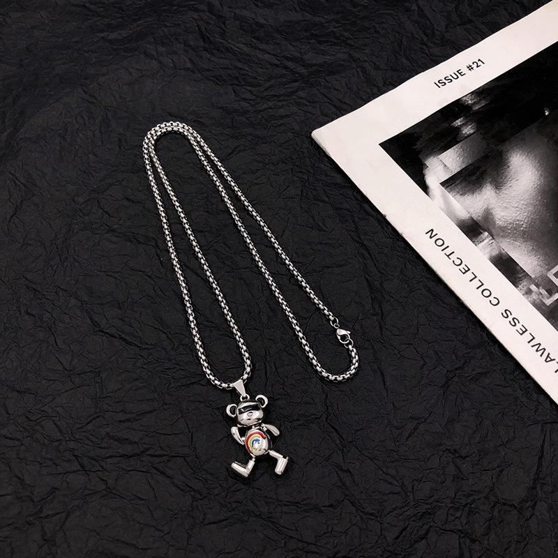 2023 Rainbow Bear Necklace: Trendy Unisex Hip Hop Sweater Chain, Personalized and Versatile for Students and Couples