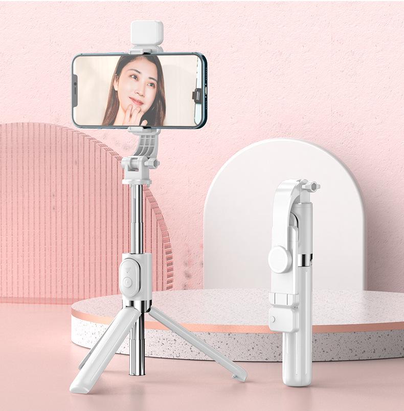 All-in-One Bluetooth Selfie Stick Tripod with Remote Control for Live Broadcasts and Travel