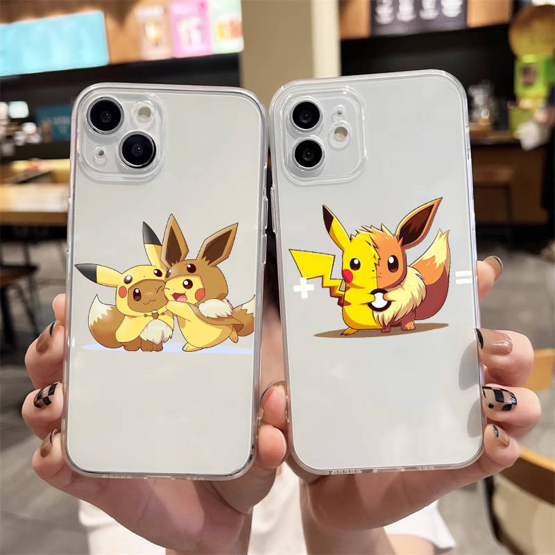 E-53 Pikachu and Eevee Case for Samsung A04S A05 A14 A06 A51 A15 A16 A12 S20 S21 S24 Ultra A55 A54 OPPO Reno 8 5 A22 A23 A25 A35 A34 A52 A11