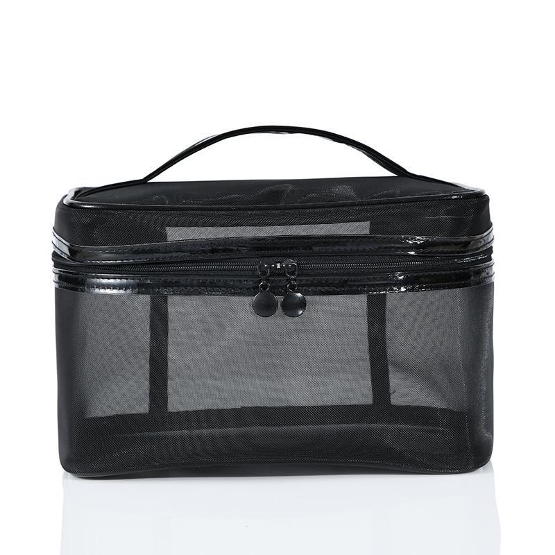 Transparent Nylon Mesh Makeup and Toiletry Bag - Large Capacity, Portable Travel Set