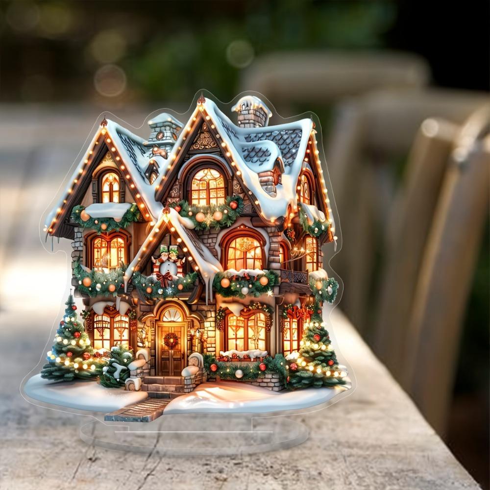 A charming two-dimensional gingerbread house Christmas table ornament: a multi-purpose holiday decoration with a base