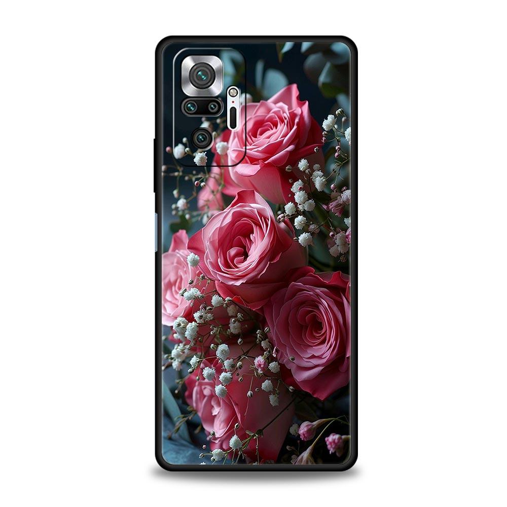 Beautiful Red Rose Flowers Phone Case For Xiaomi Redmi Note 13 12 5G 9S 9 8 10 11 Pro 4G 9T 13C 12C 10C 9C 9A 7 Pro Soft Cover