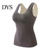 Tank Top Winter Women Thermal Vest with Chest Pads Seamless Velvet Fast Temperature Lock Sleeveless Shaping Heating V Neck Slim Fit Elastic Inner Wear