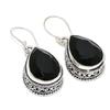 Black Onyx Gemstone 925 Sterling Silver Jewelry Earring 1.58 " W356