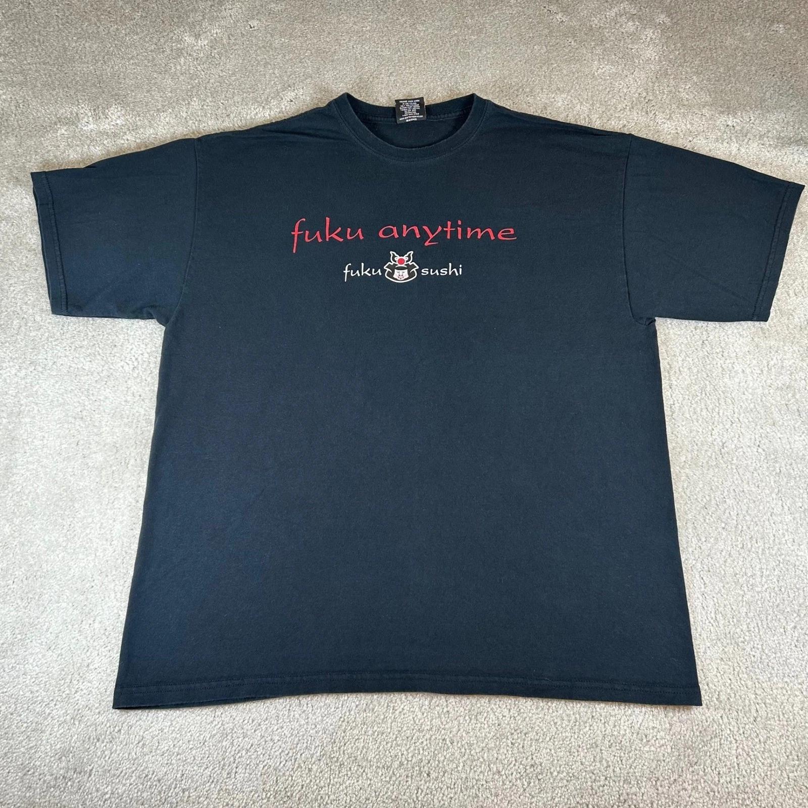 

Vintage 90s Sportex Fuku Sushi T-shirt Mens XL Black Graphic Tee USA Funny Humor L