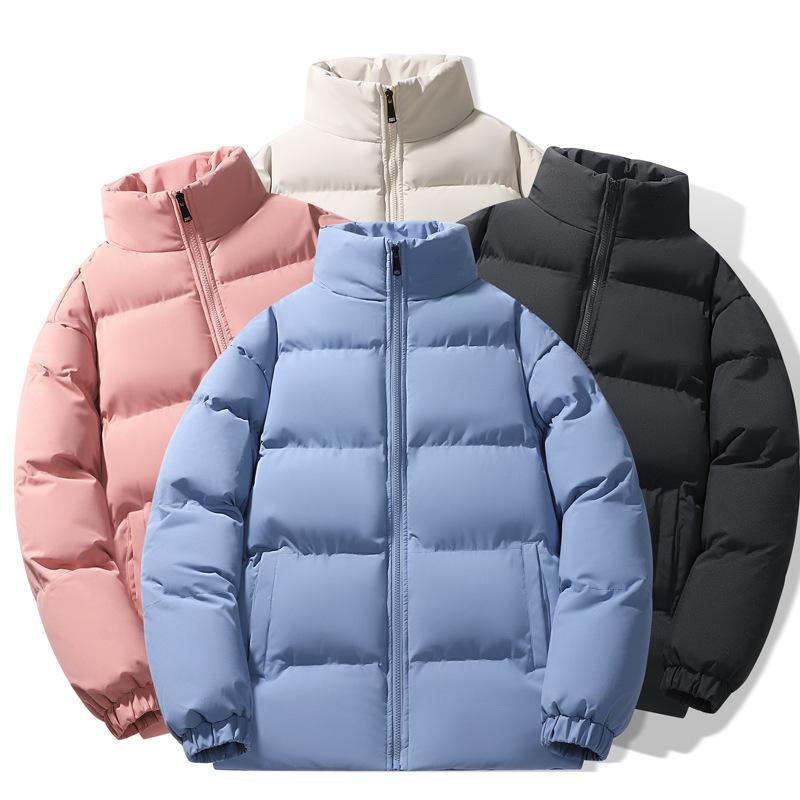 Couple's Same Cotton Suit for Autumn and Winter, Plus Velvet Warm Stand Collar Cotton Coat, Cotton Jacket, Men's Casual Cold-proof Clothing