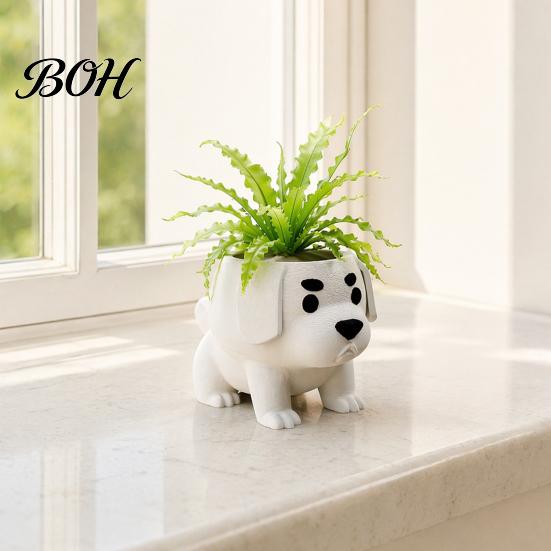 Healing Desk Decor 2 Pcs Dog Planter Pot, Funny 3D Printed Animal Planter, Cute Puppy Flower Pot for Home Office Indoor Outdoor Compact Holder