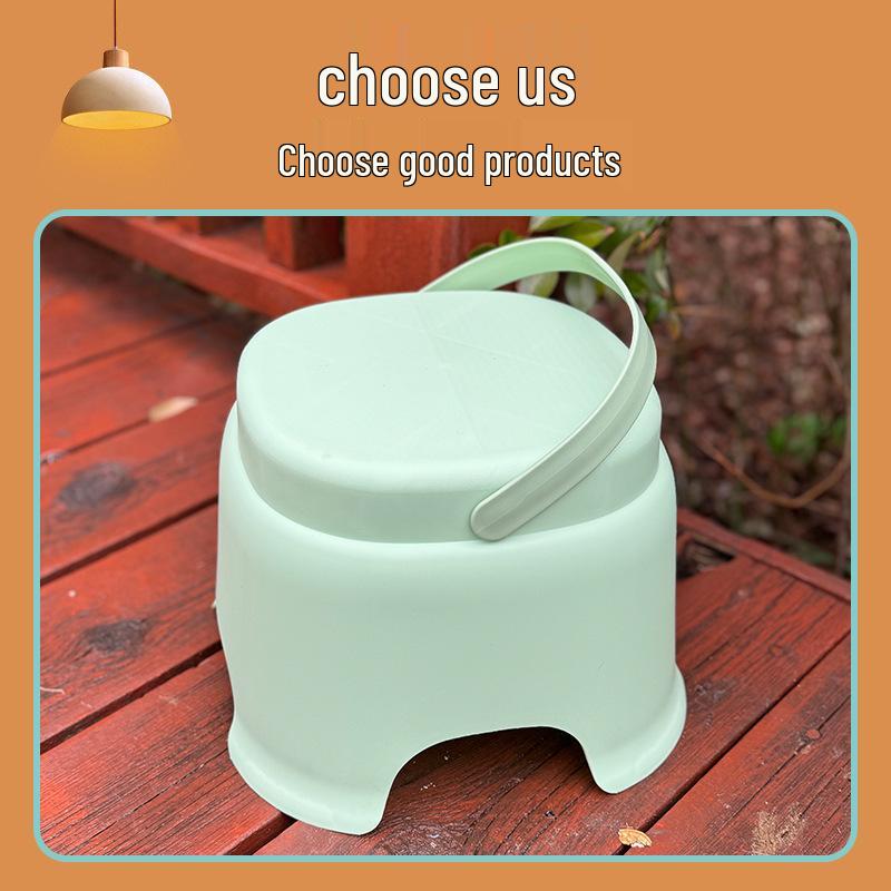 Adorable non-slip plastic stool for kids' bath and shoe changing - durable, portable, and waterproof.