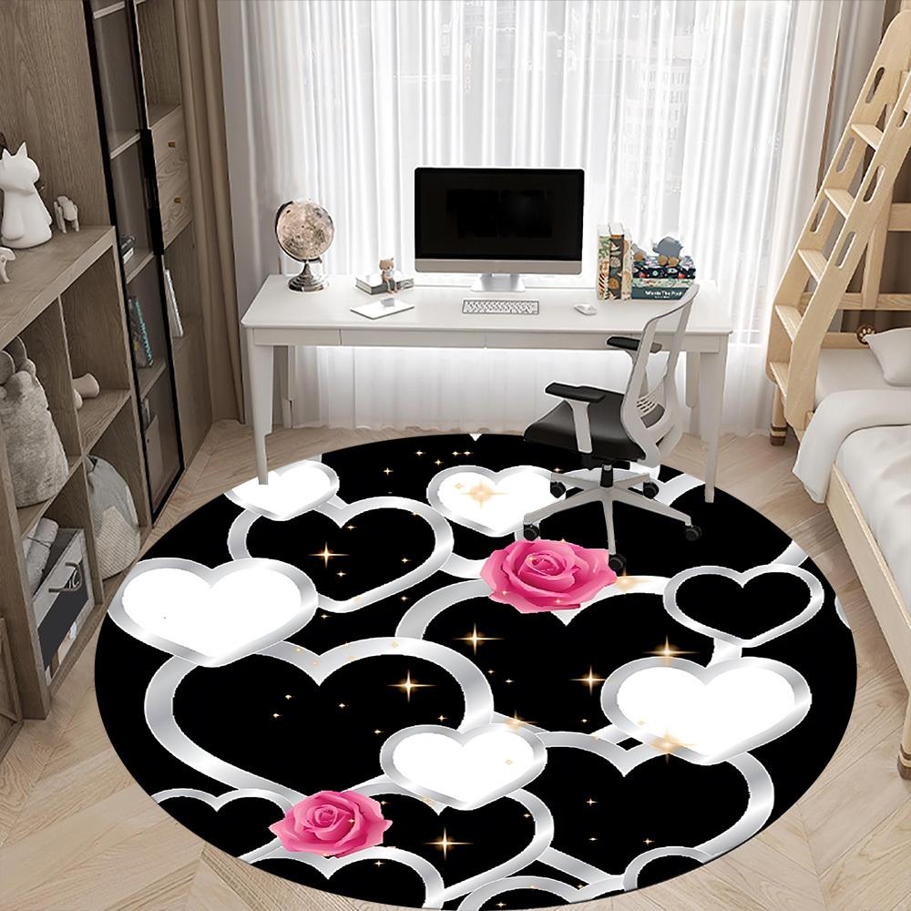 1pc Love Hearts Chair Carpet for Office, Indoor Non Slip Washable Polyester Fiber Carpet,