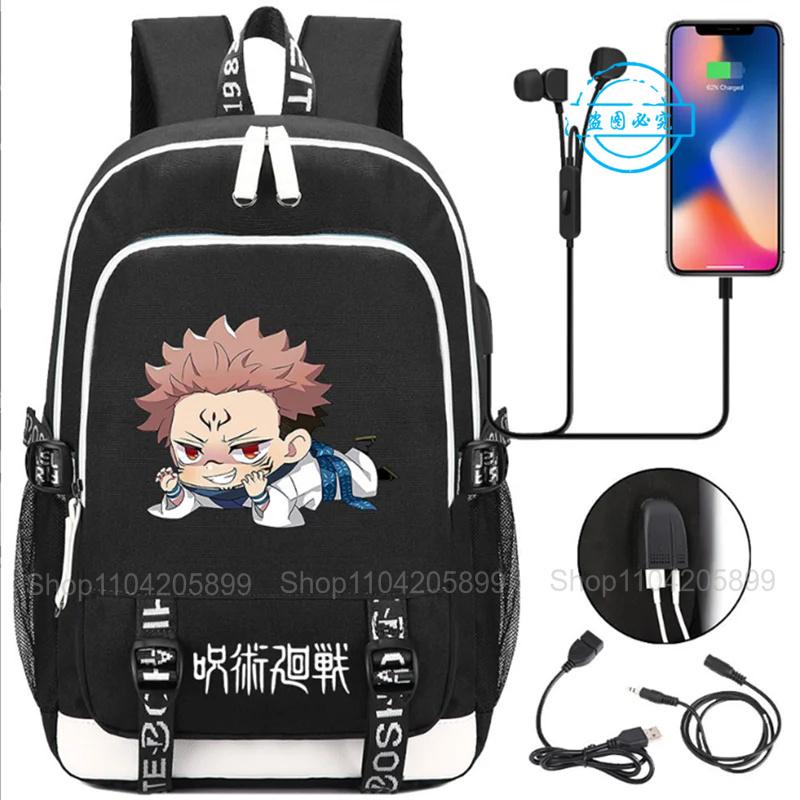 Jujutsu Kaisen Backpacks Anime Mochila Student Teenager Schoolbag Unisex Fashion USB Charge Laptop Travel Rucksack Boys Gift