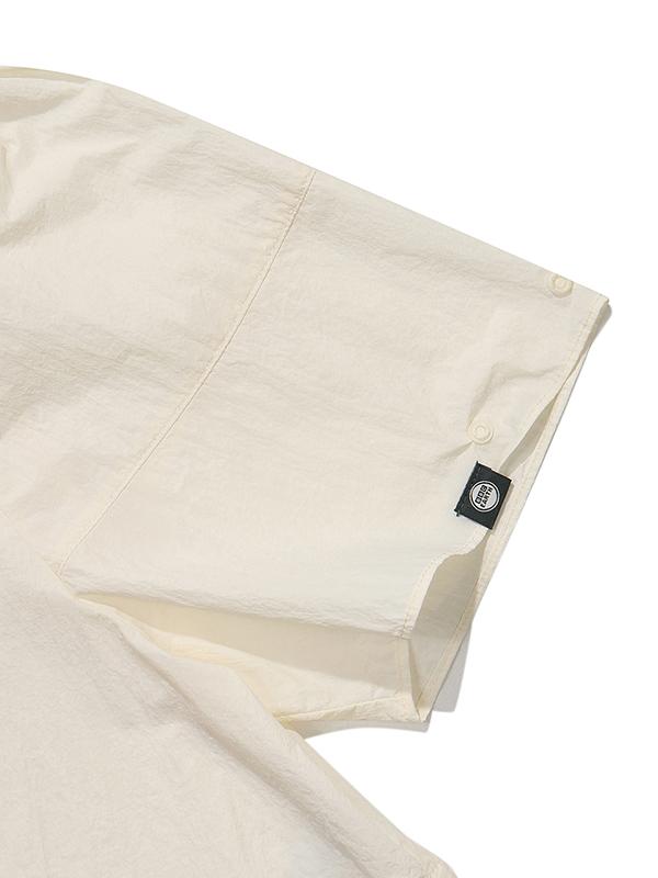 BBC EARTH W Shirred Ribbon Woven Short Sleeve_White