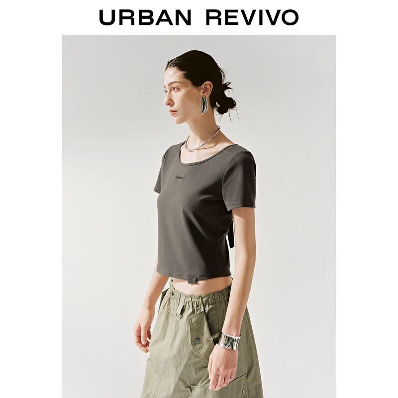 UR Women's Embroidered Lace-Up Short Sleeve T-Shirt