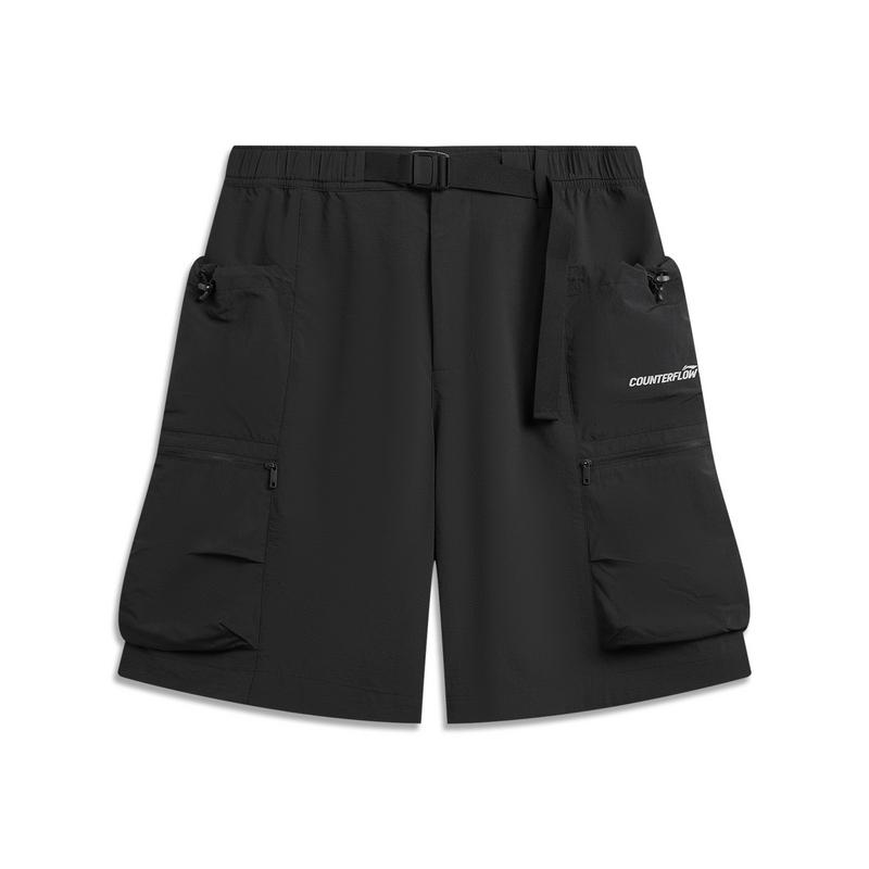 

Li-Ning Outdoor CF Quick-Dry Rainproof Cool Sun Protection Stretch Wear-Resistant Multi-Pocket Sports Cargo Shorts Men shorts Black AKSW015-1 S