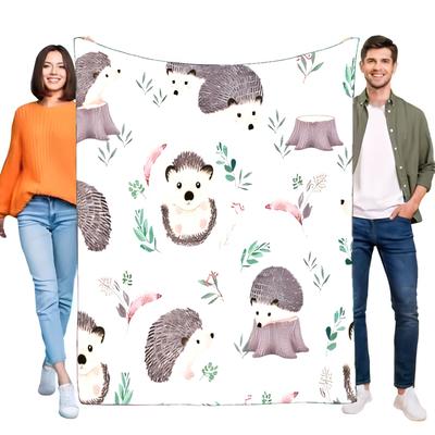 Cute Hedgehog Blanket Soft Cozy Throw for Bed Sofa Lightweight Gift for Kids and Animal Lovers