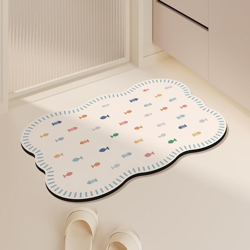 Diatom Mud Floor Mat Cream-air Bathroom Floor Mat Household Water Absorption Quick-drying Foot Mat Bathroom Door Dirty-resistant Anti-slip Mat