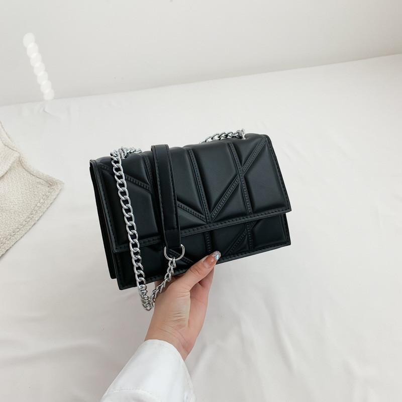 Stylish Pu Material Women's Chain Shoulder Bag Trendy Small Square Purse For Daily Use