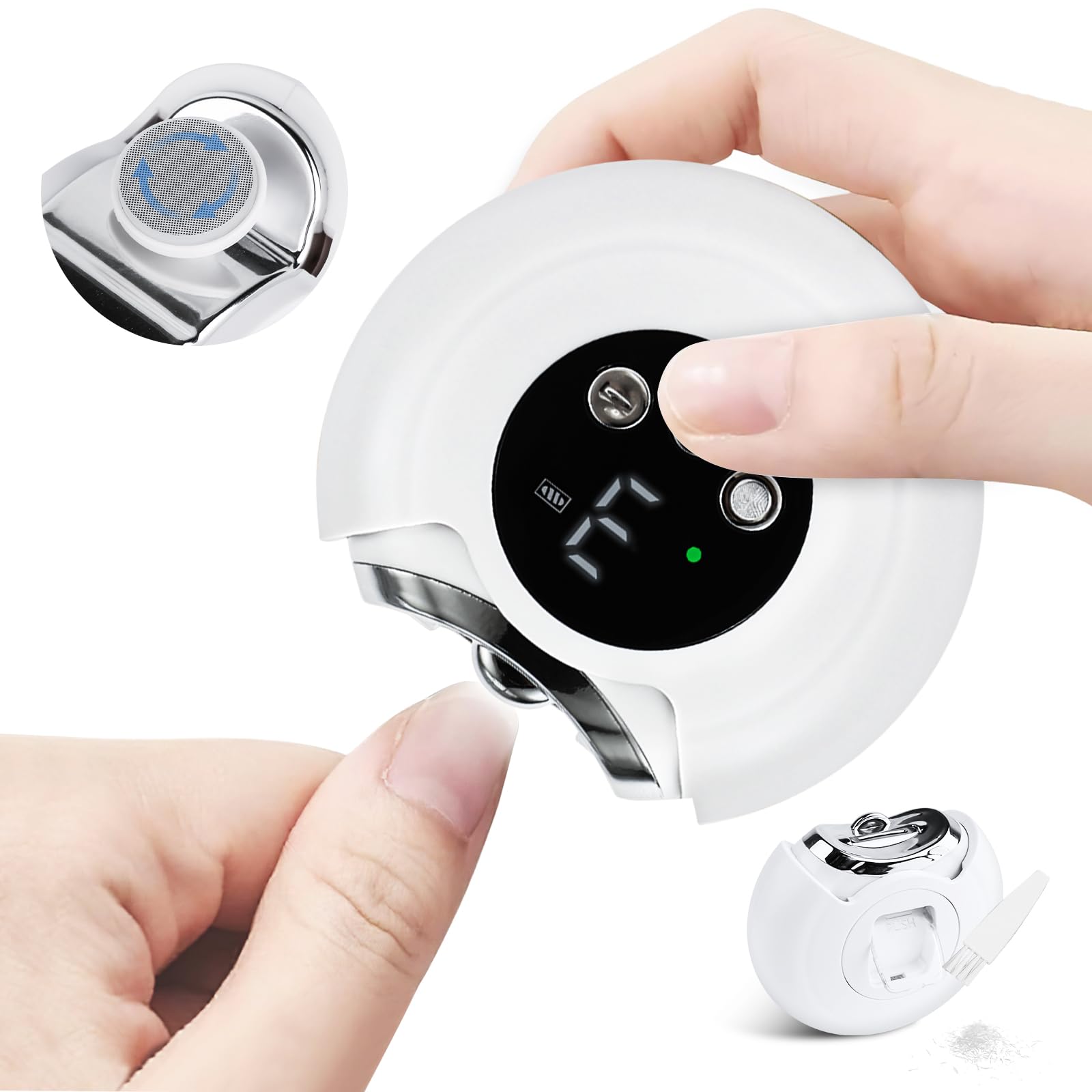 

YAMOOCO Электрические кусачки для ногтей с 3 скоростями Новые кусачки для ногтей и светодиодная подсветка для ногтей Низкий уровень шума Простота использования Включает контейнер для отходов и щетку (Модель 2025 года, файл двойного назначения), белый