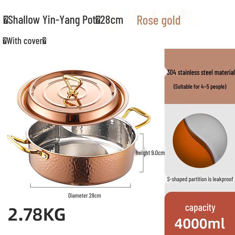 ZISIZ Thickened 3-Layer Stainless Steel Divided Hot Pot
