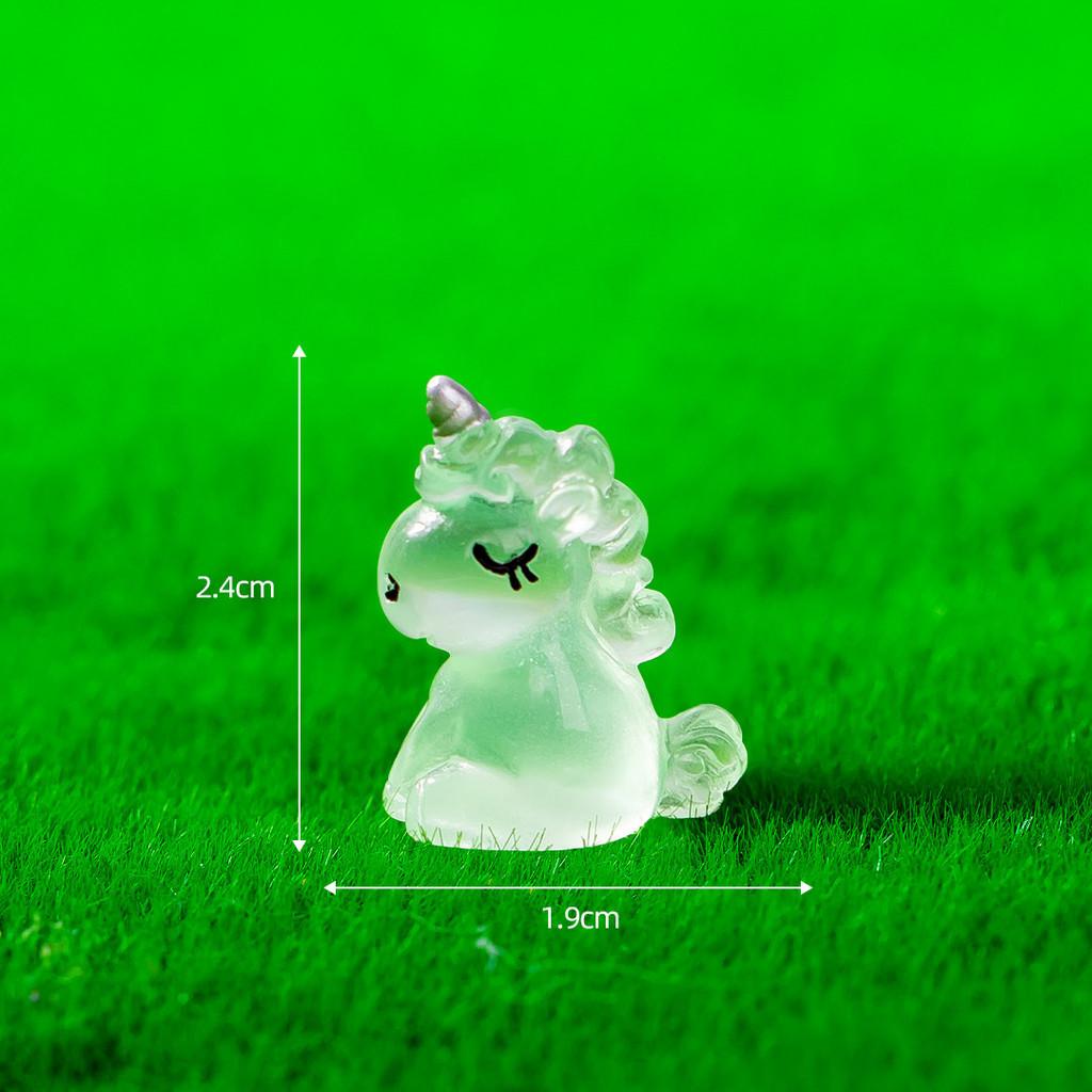 Adorable Cartoon Unicorn Figurine Resin Diy Miniature Night Light Decor Cute