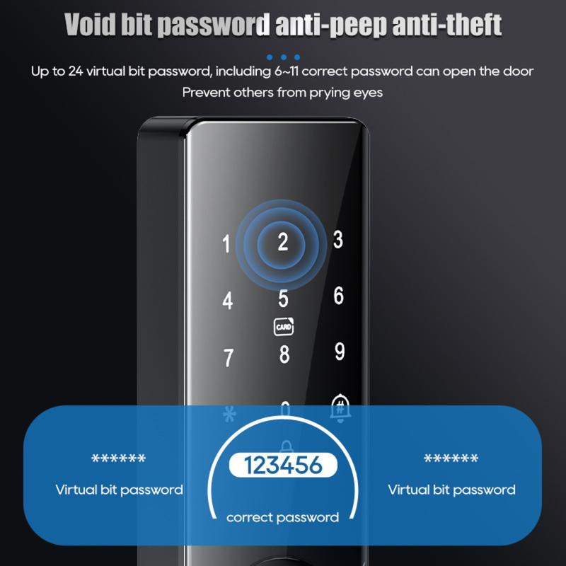 Pour Tuyas Maison Intelligente WiFi Télécommande Déverrouillage Serrure de Porte Électronique à Empreintes Digitales Avec Carte Clé IC Porte d'Entrée Serrure à Mot de Passe Tactile